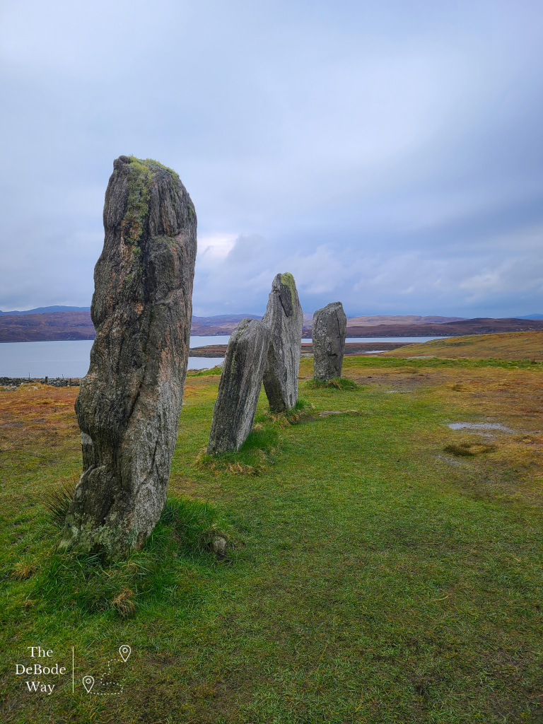 Line of standing stones over bay
