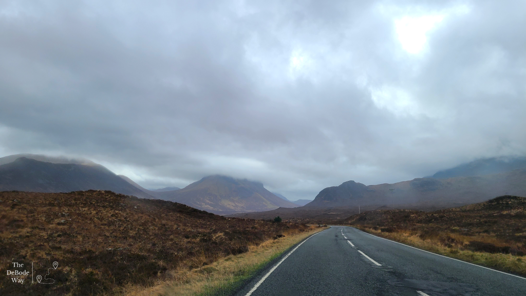 Driving through the mountains on the Isle of Skye