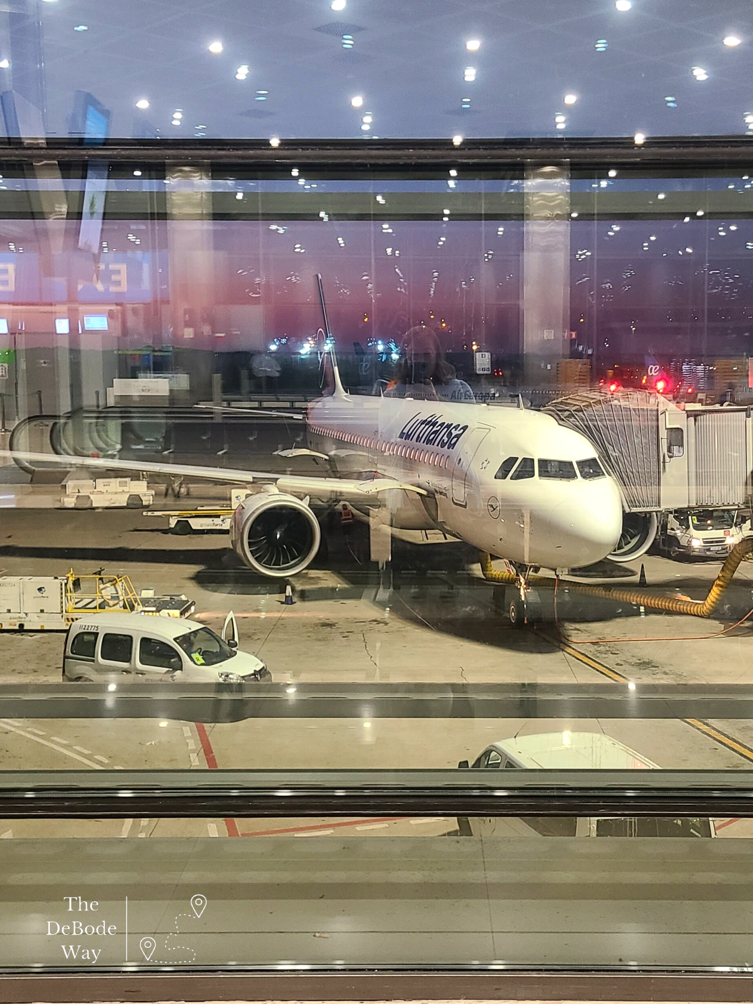 Lufthansa plane ready to load before dawn