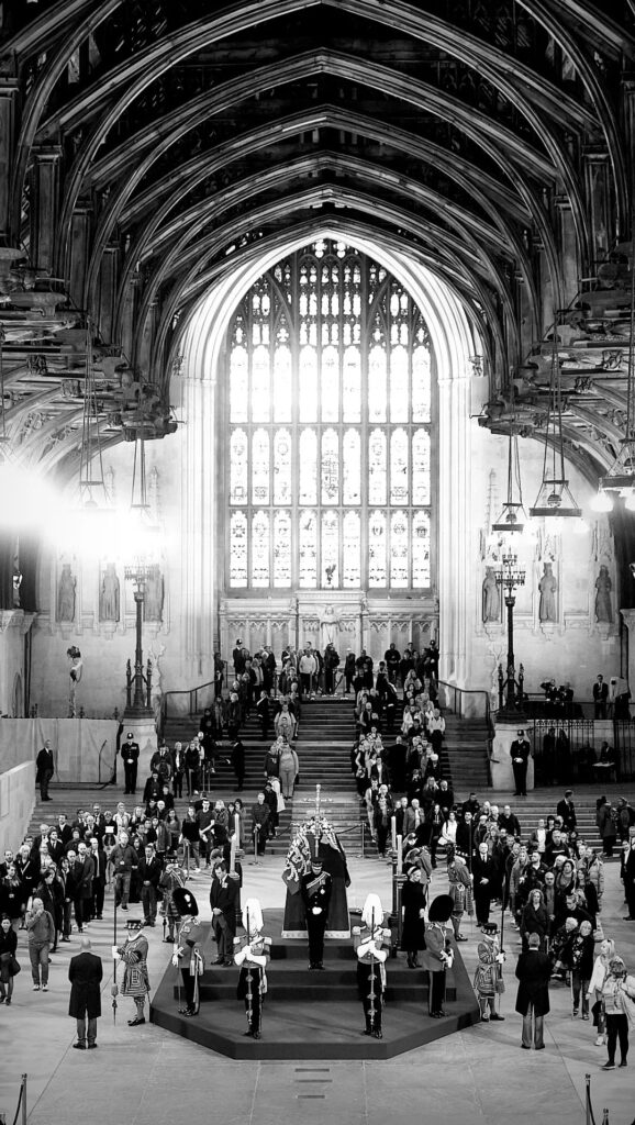 Mourners filing past Queen Elizabeth II's casket in Westminster Hall