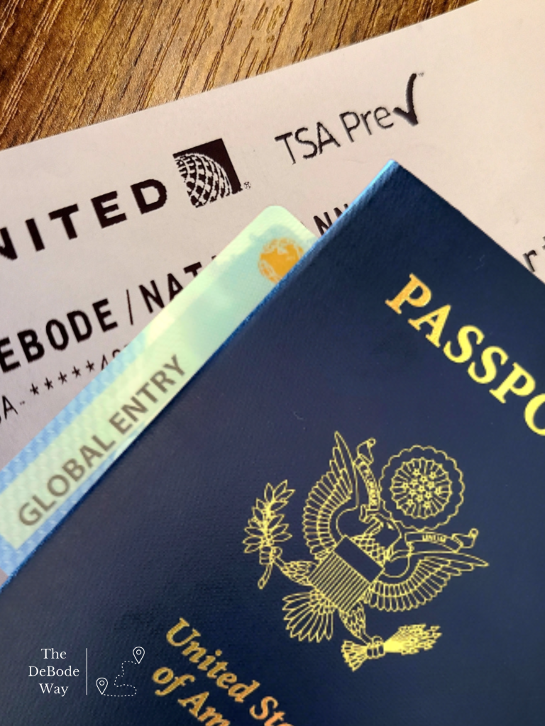 TSA Precheck ticket, Global Entry and Passport