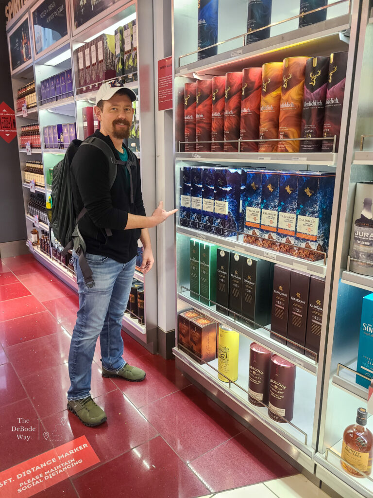 Jason at the Duty Free Scotch section