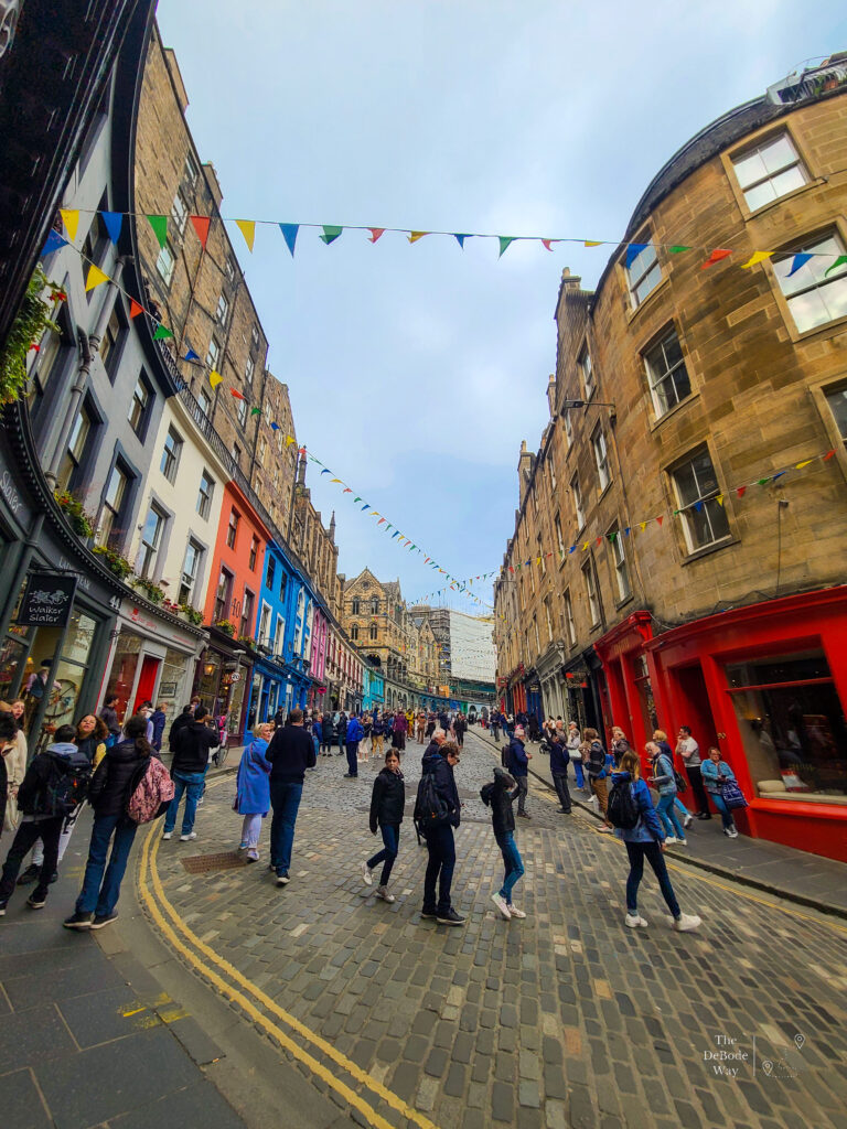 Colorful shops of Victoria Street in Edinburgh