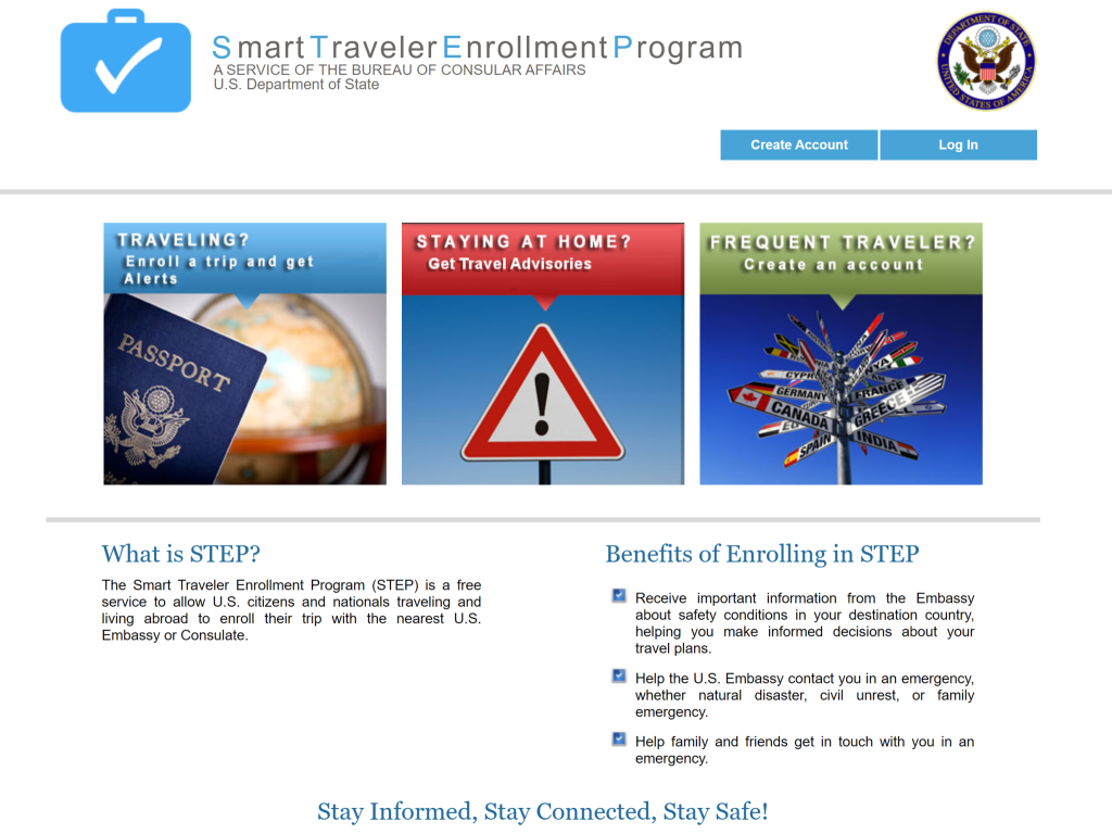 Travel Advisory smart traveler enrollment program website