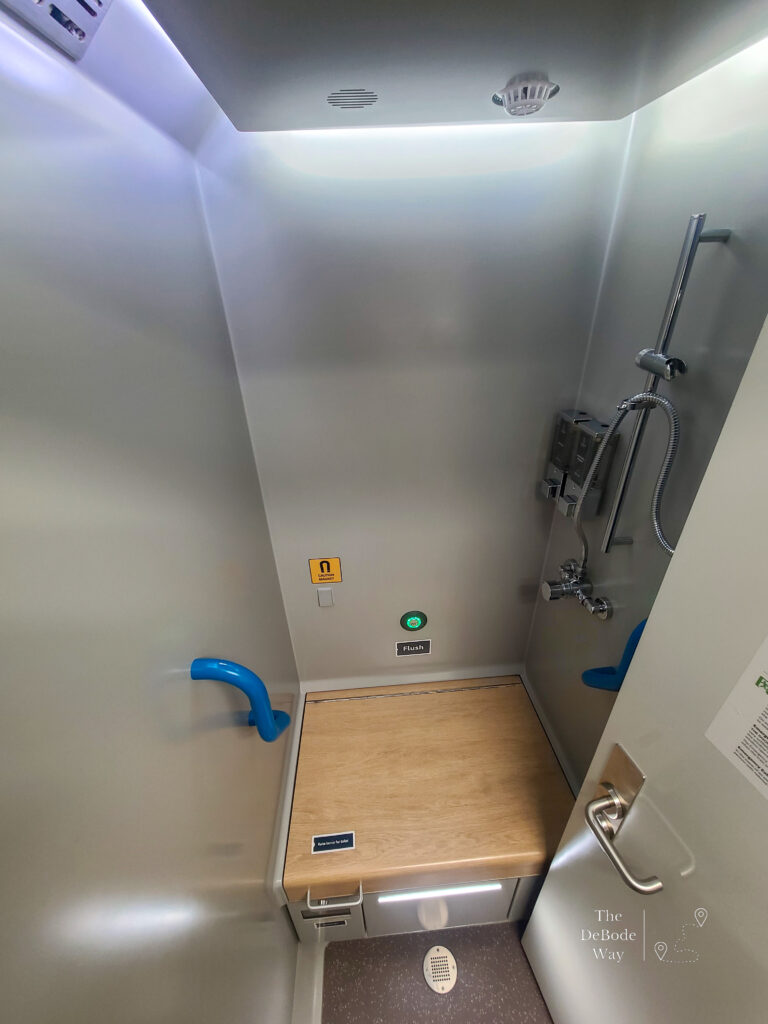 Wet room on the Caledonian Sleeper Train