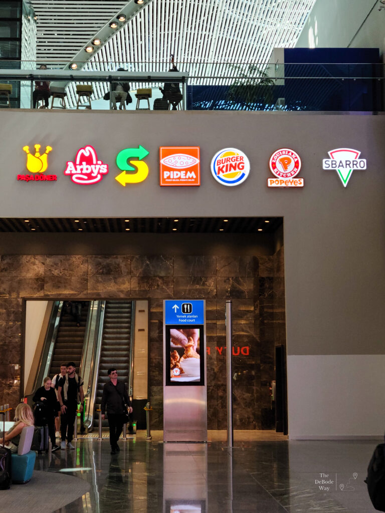 Fast food selections at Istanbul Airport