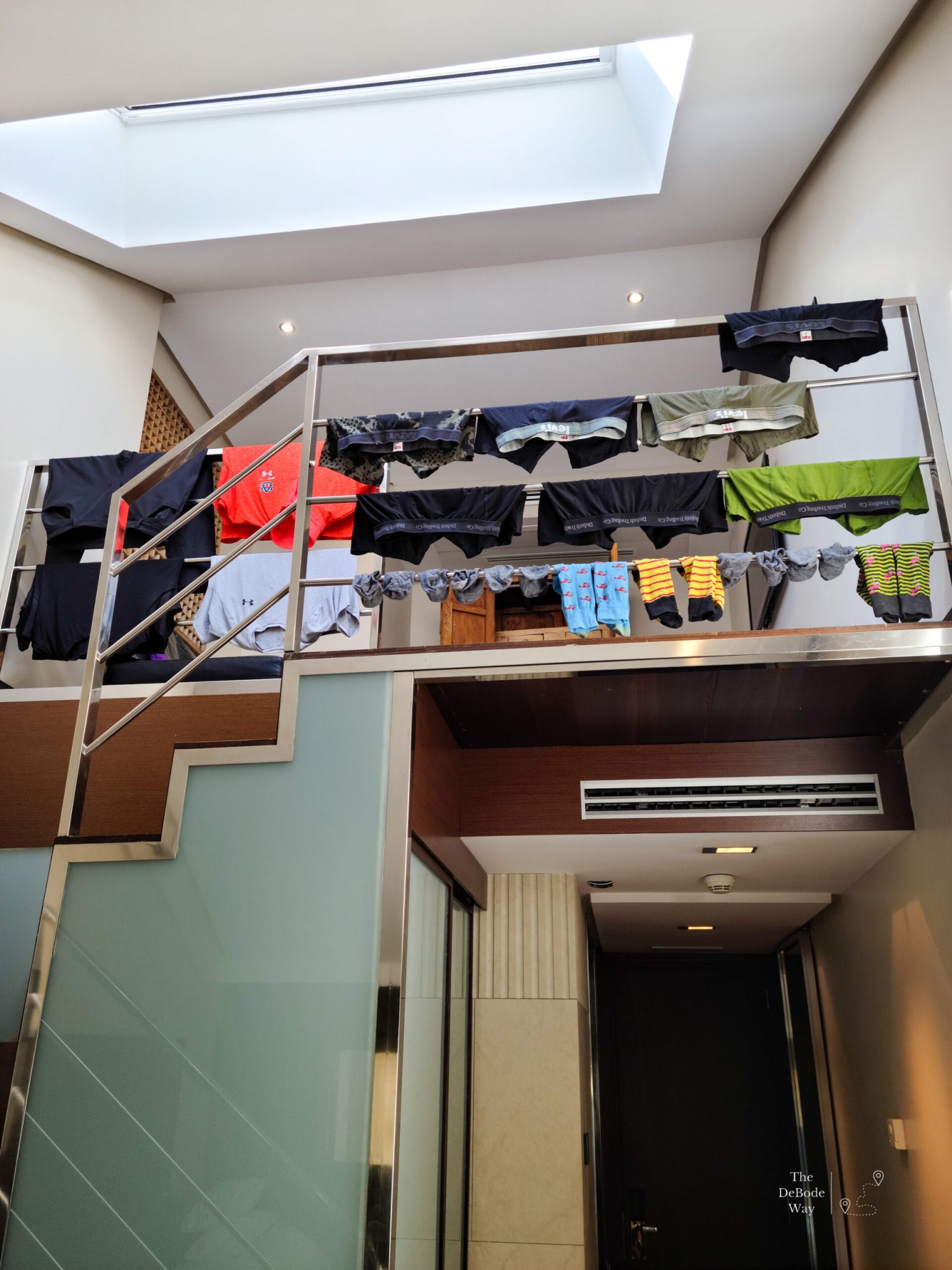 Drying laundry at hotel stay
