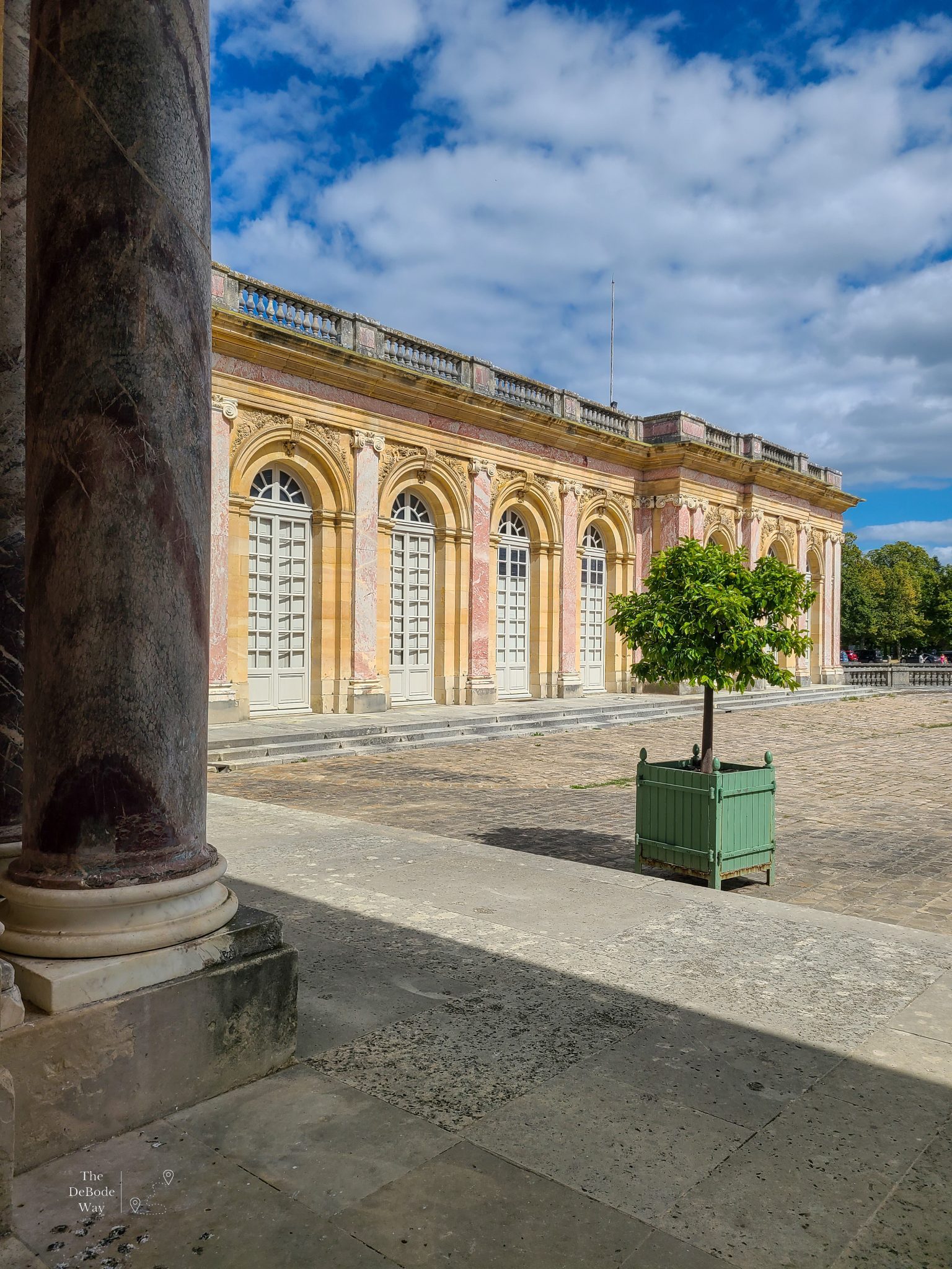 A facade of the Grand Trianon at the Palace of Versailles