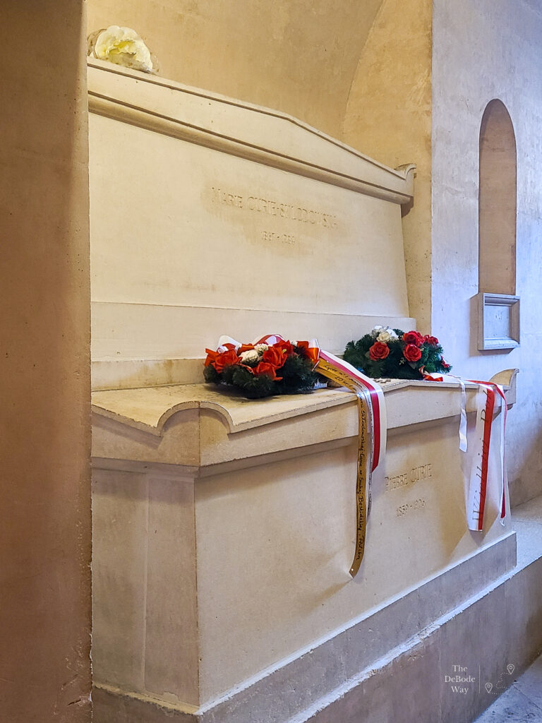 Pierre & Marie Curie's tombs in the crypt at the Pantheon