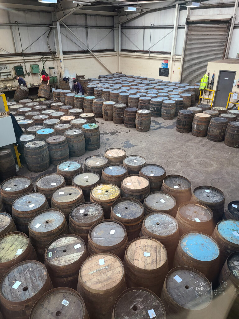 Rows of finished barrels lined up waiting for final inspection