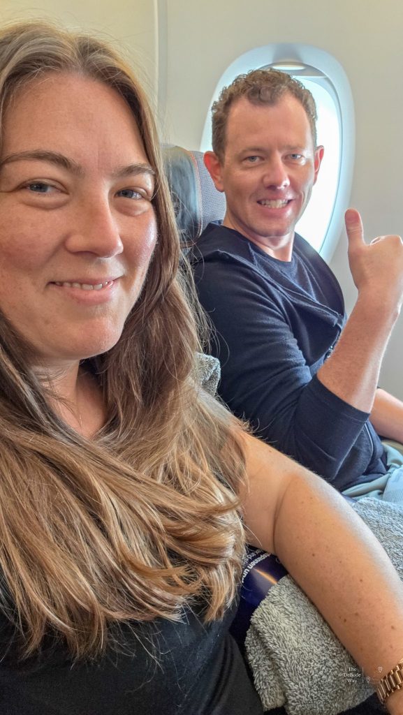 Our journey home continued on our first A380. Another thumbs-up from Jason in Premium Plus.