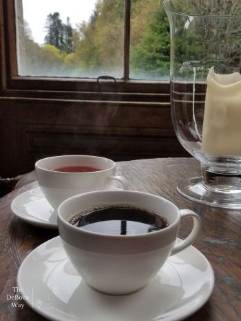 coffee and tea in the window nook at Ardanaiseig Hotel