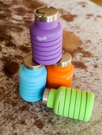 Collection of Que collapsible water bottles