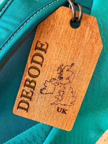 Wood luggage tag for Education Abroad members