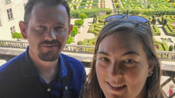 Jason and Tasha in the gardens at Chateau Villandry