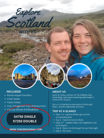 Travel Brochure for our Trip to Scotland listing prices and trip details
